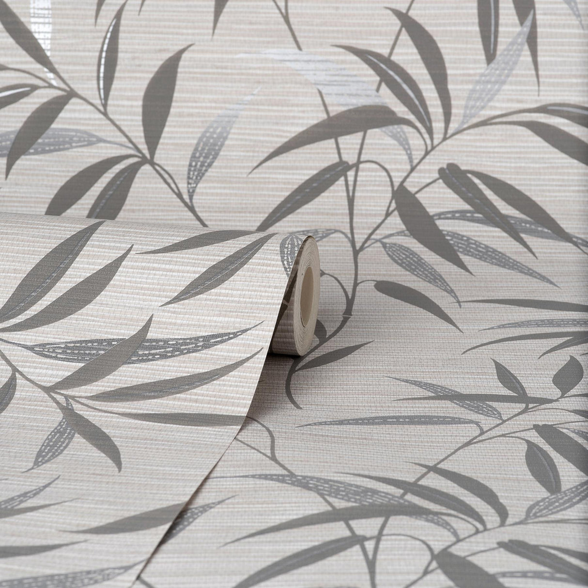 York Fusion Grey Leaf Wallpaper