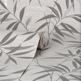 York Fusion Grey Leaf Wallpaper