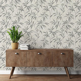York Fusion Grey Leaf Wallpaper