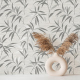York Fusion Grey Leaf Wallpaper