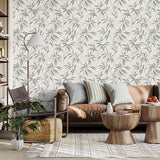 York Fusion Grey Leaf Wallpaper