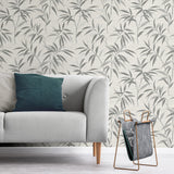 York Fusion Grey Leaf Wallpaper