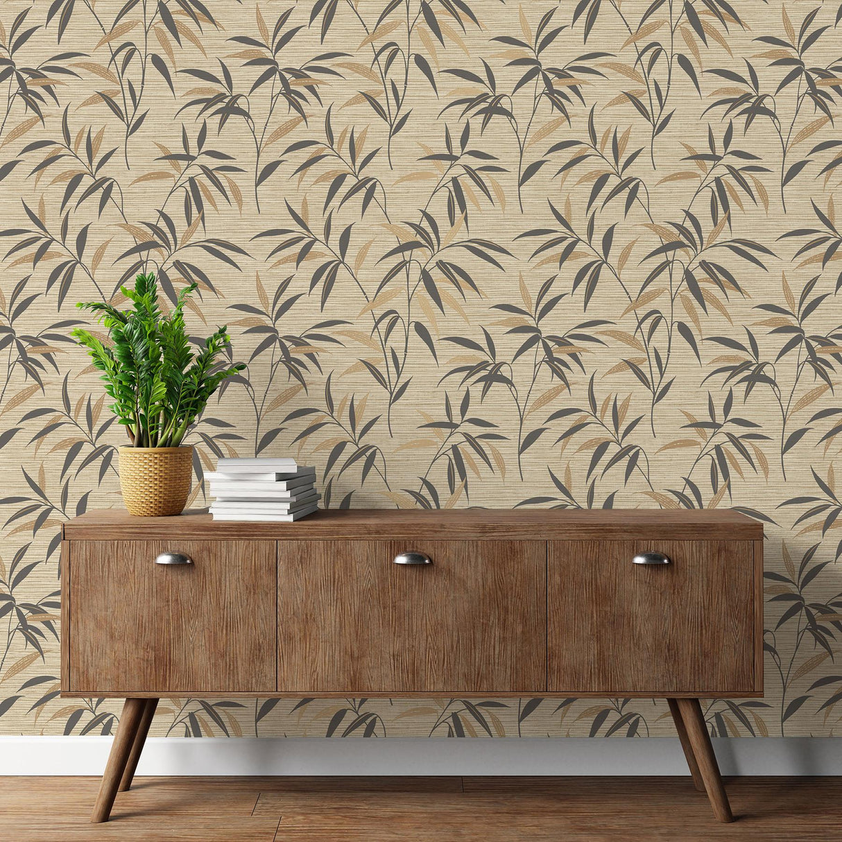 York Fusion Neutral Leaf Wallpaper