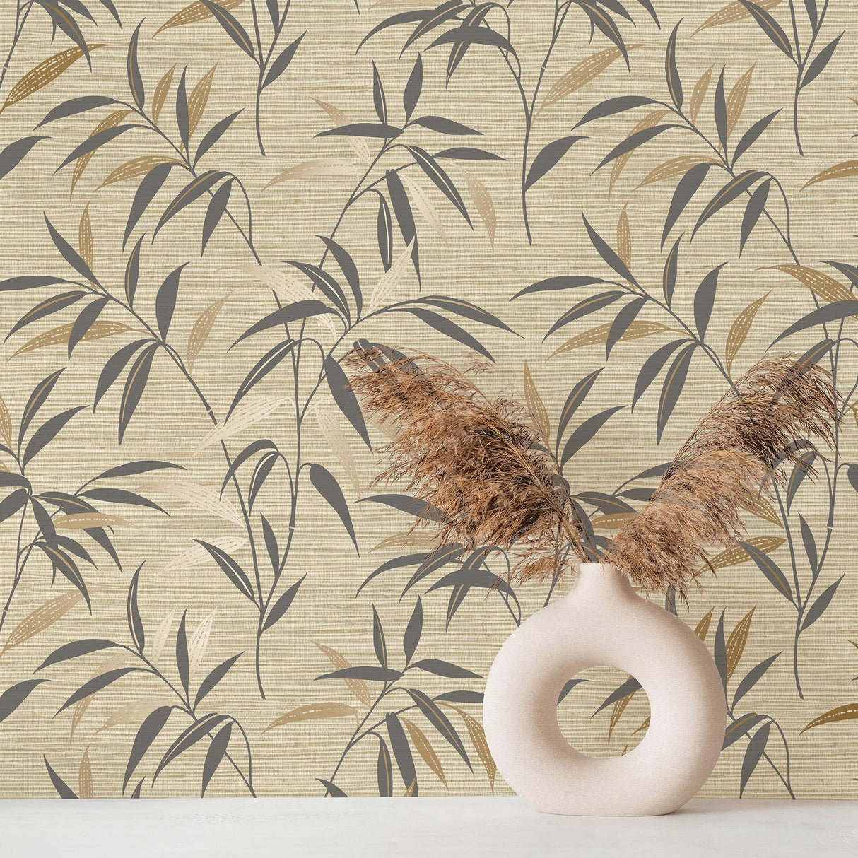 York Fusion Neutral Leaf Wallpaper