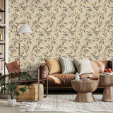 York Fusion Neutral Leaf Wallpaper