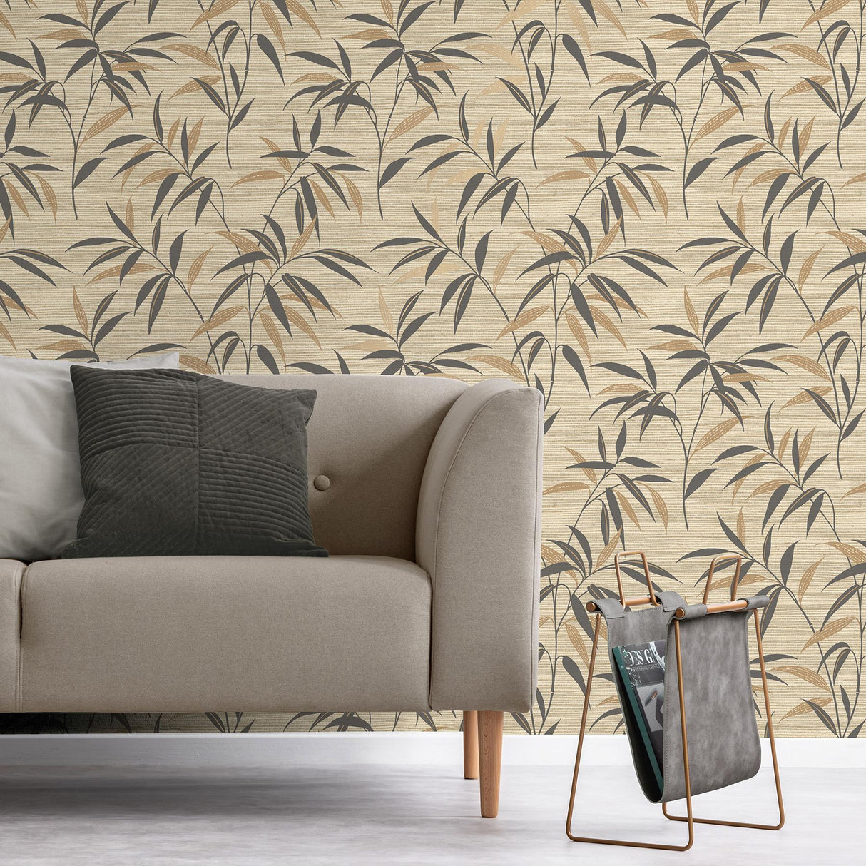 York Fusion Neutral Leaf Wallpaper