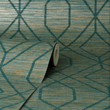 York Fusion Teal Trellis Wallpaper