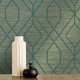 York Fusion Teal Trellis Wallpaper