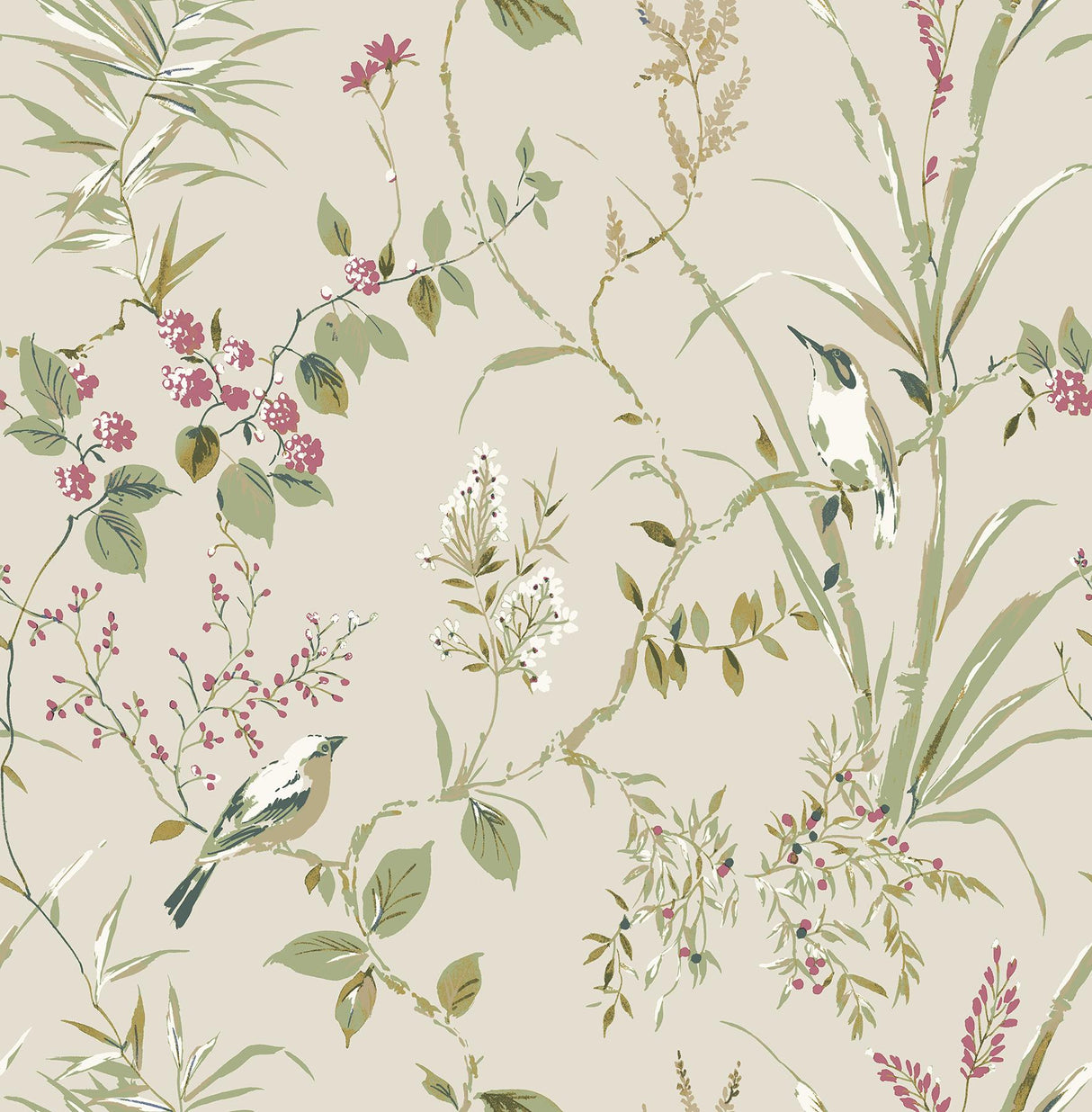 York Mariko Neutral Botanical Wallpaper