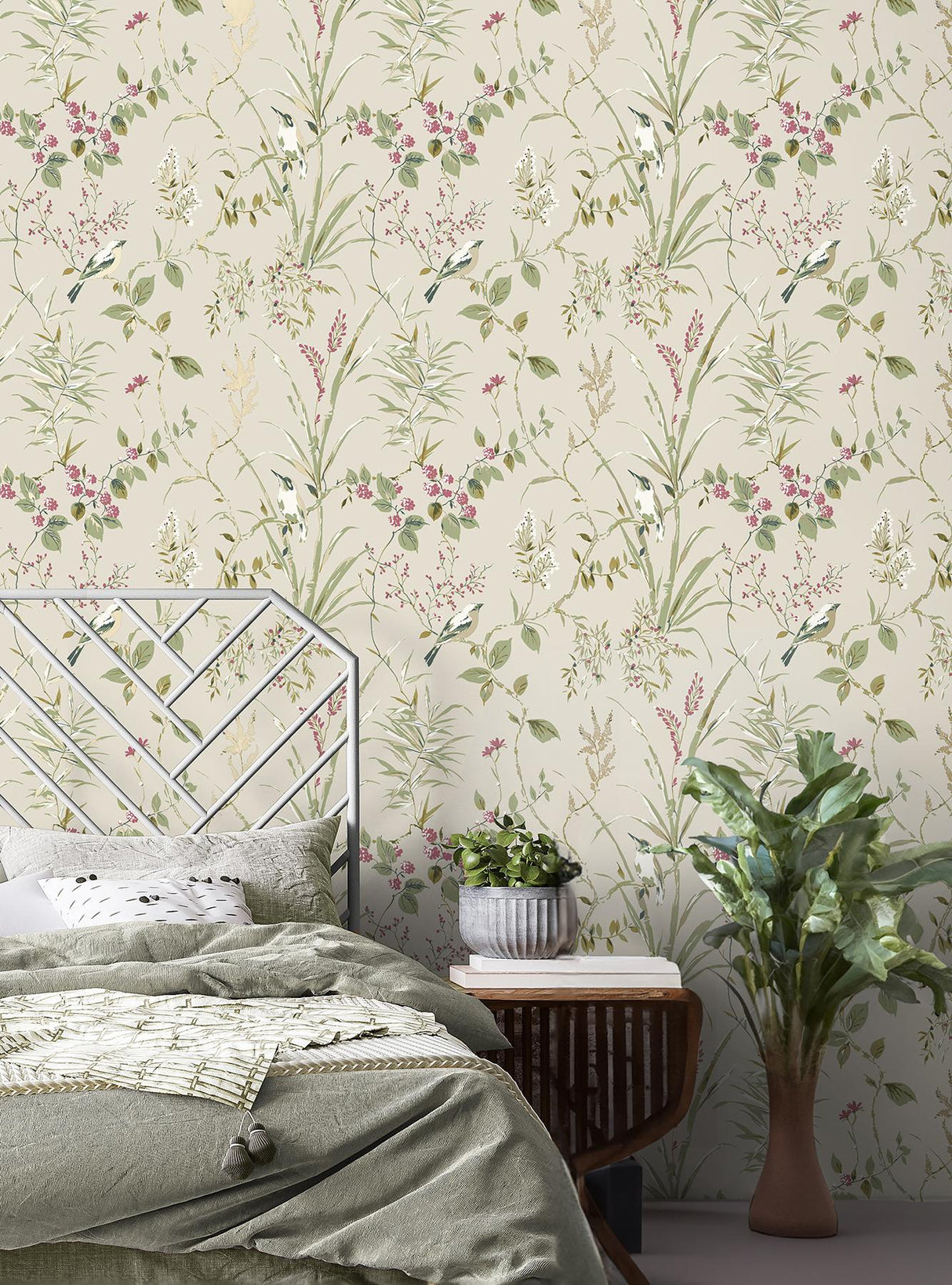 York Mariko Neutral Botanical Wallpaper