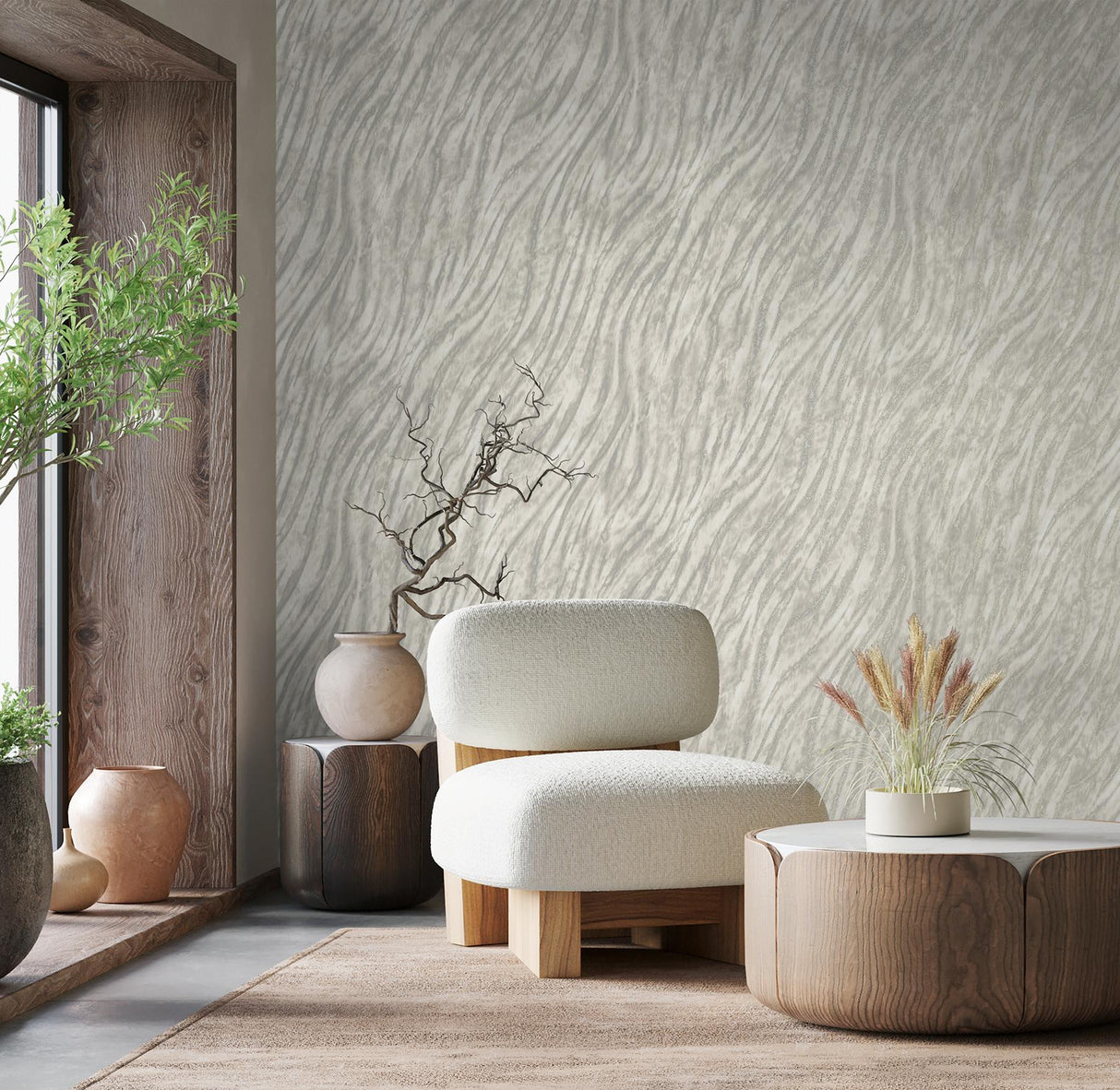 York Arran Grey Swirling Stripe Wallpaper