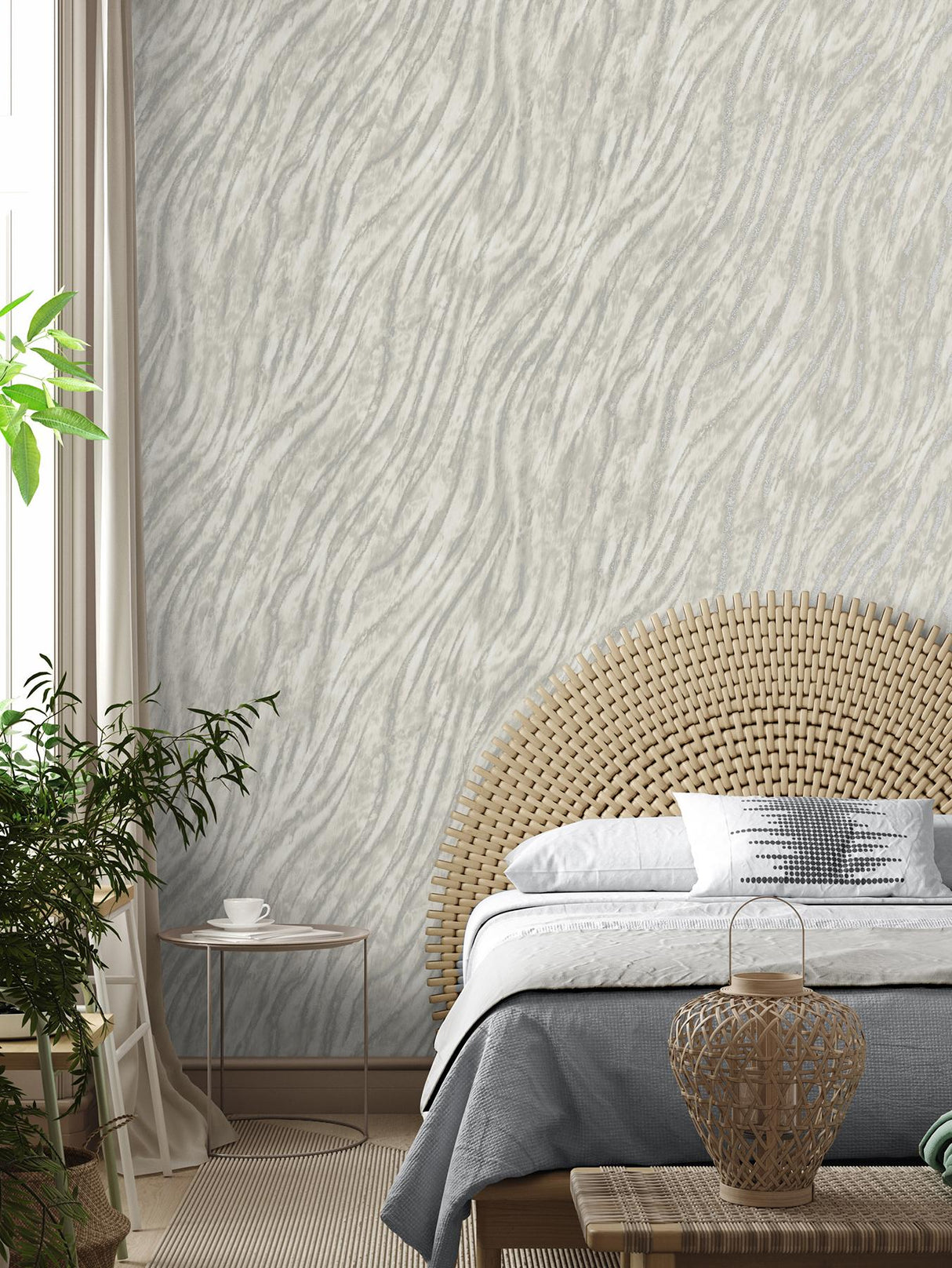 York Arran Grey Swirling Stripe Wallpaper