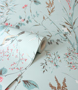 York Mariko Light Blue Botanical Wallpaper