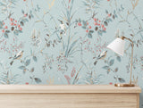 York Mariko Light Blue Botanical Wallpaper