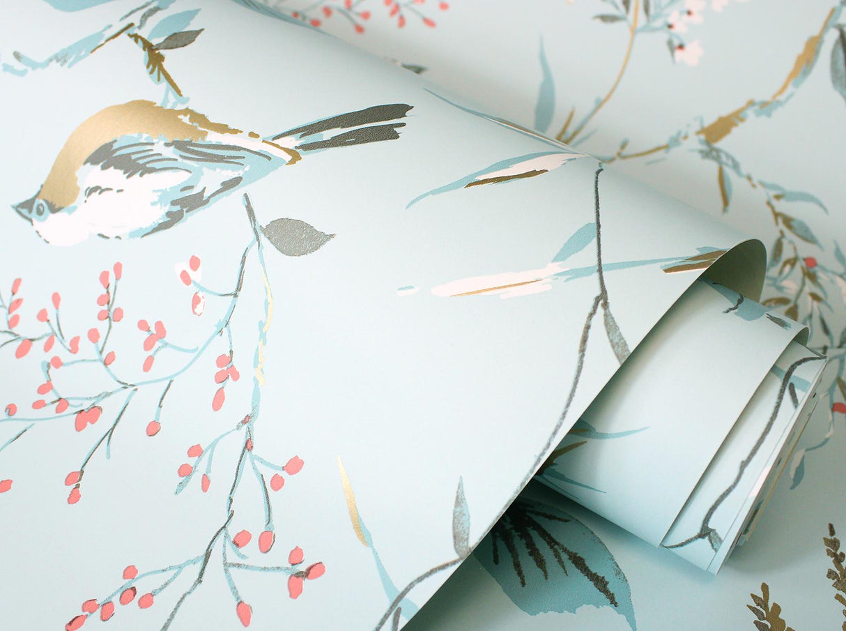 York Mariko Light Blue Botanical Wallpaper