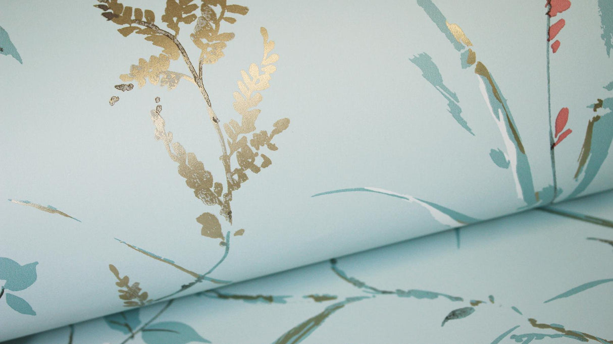 York Mariko Light Blue Botanical Wallpaper