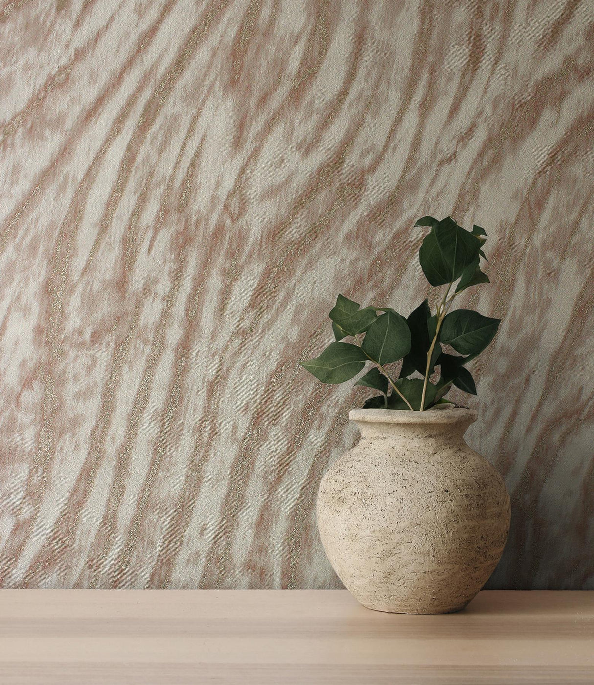 York Arran Rose Gold Swirling Stripe Wallpaper