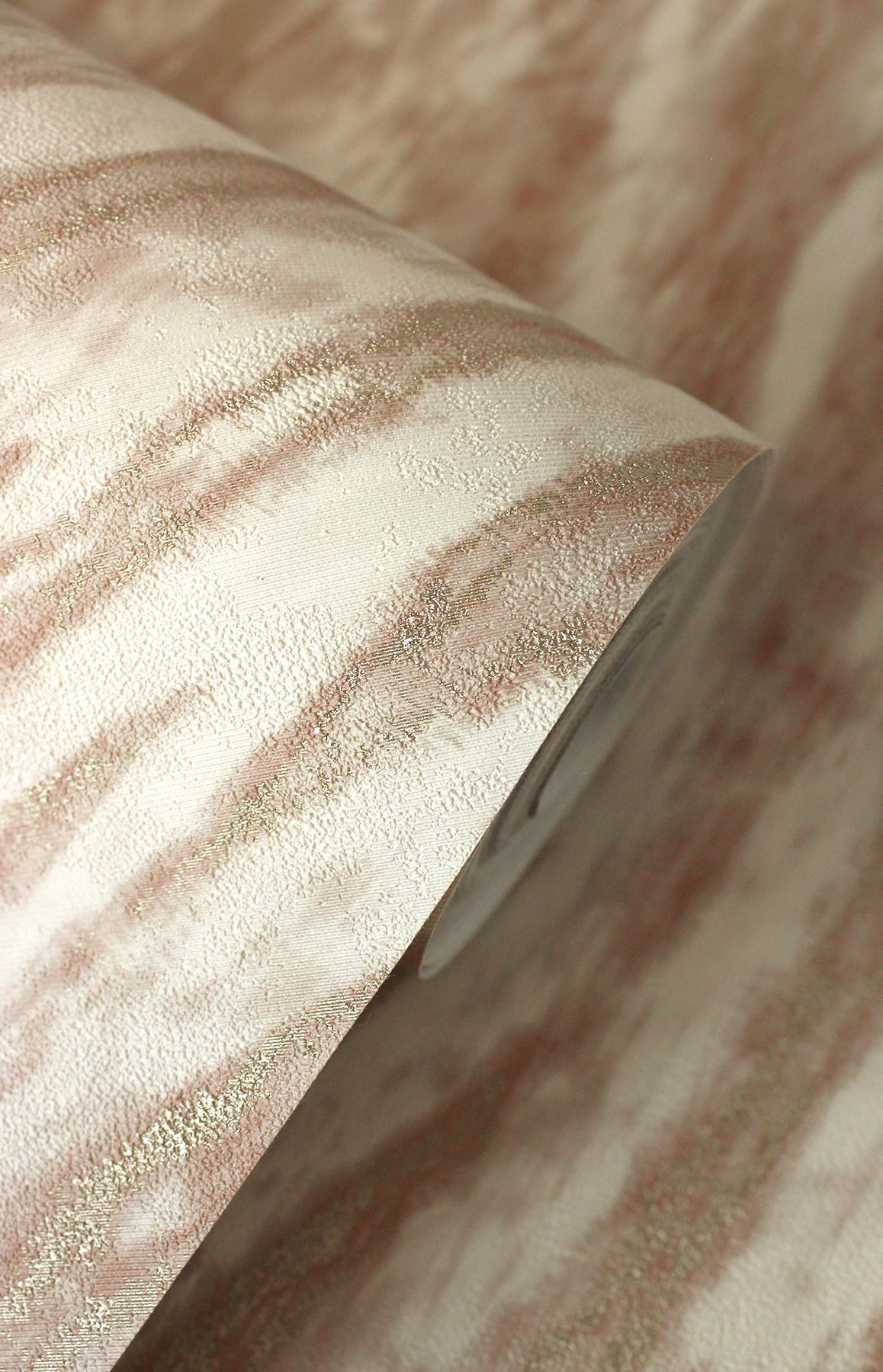 York Arran Rose Gold Swirling Stripe Wallpaper
