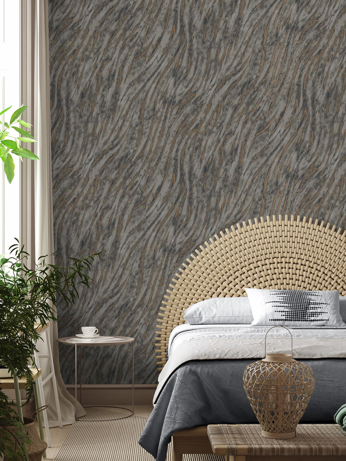 York Arran Stone Swirling Stripe Wallpaper