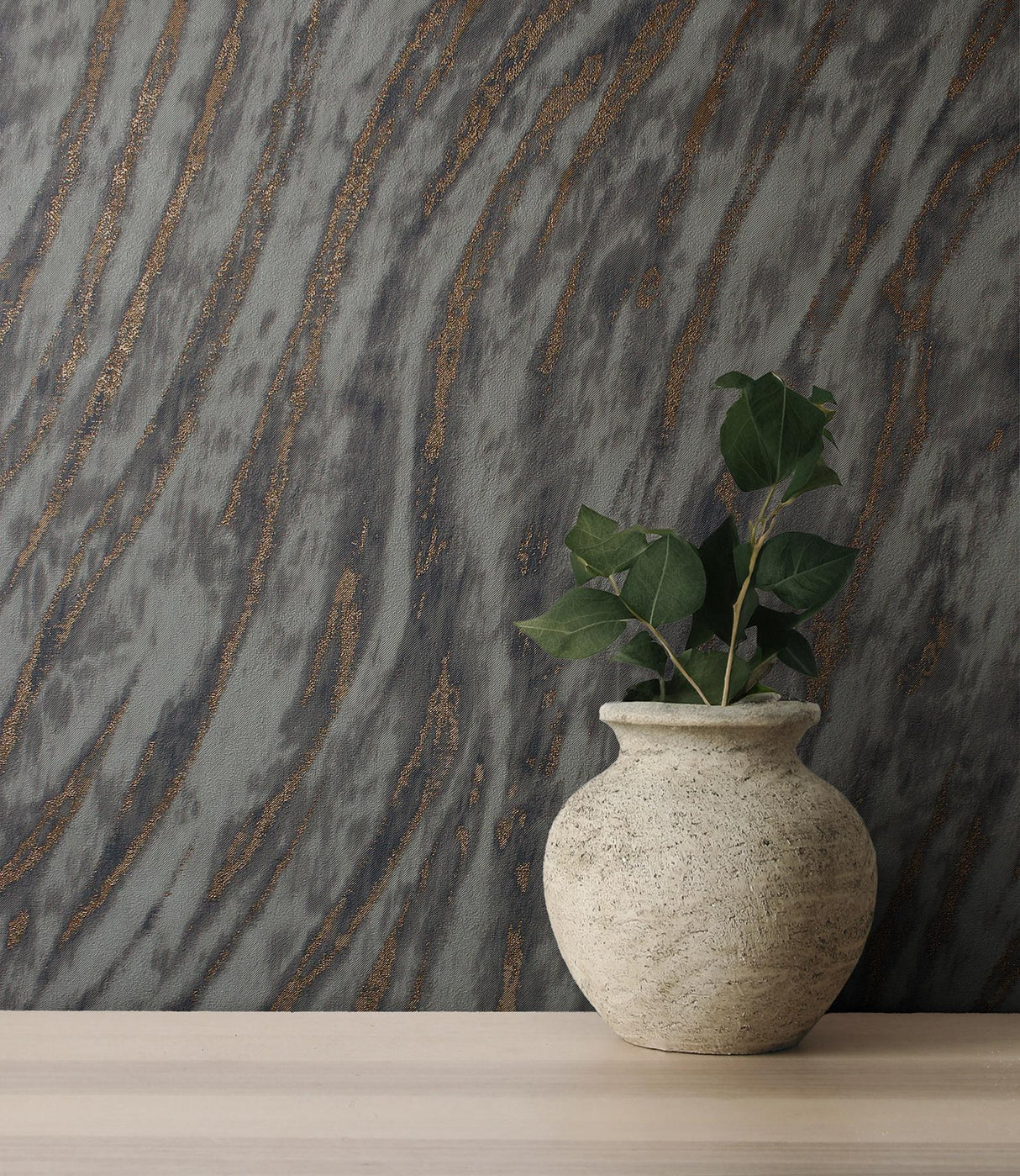 York Arran Stone Swirling Stripe Wallpaper