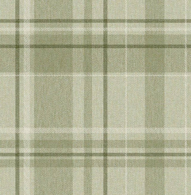 York Harris Green Plaid Chevron Wallpaper