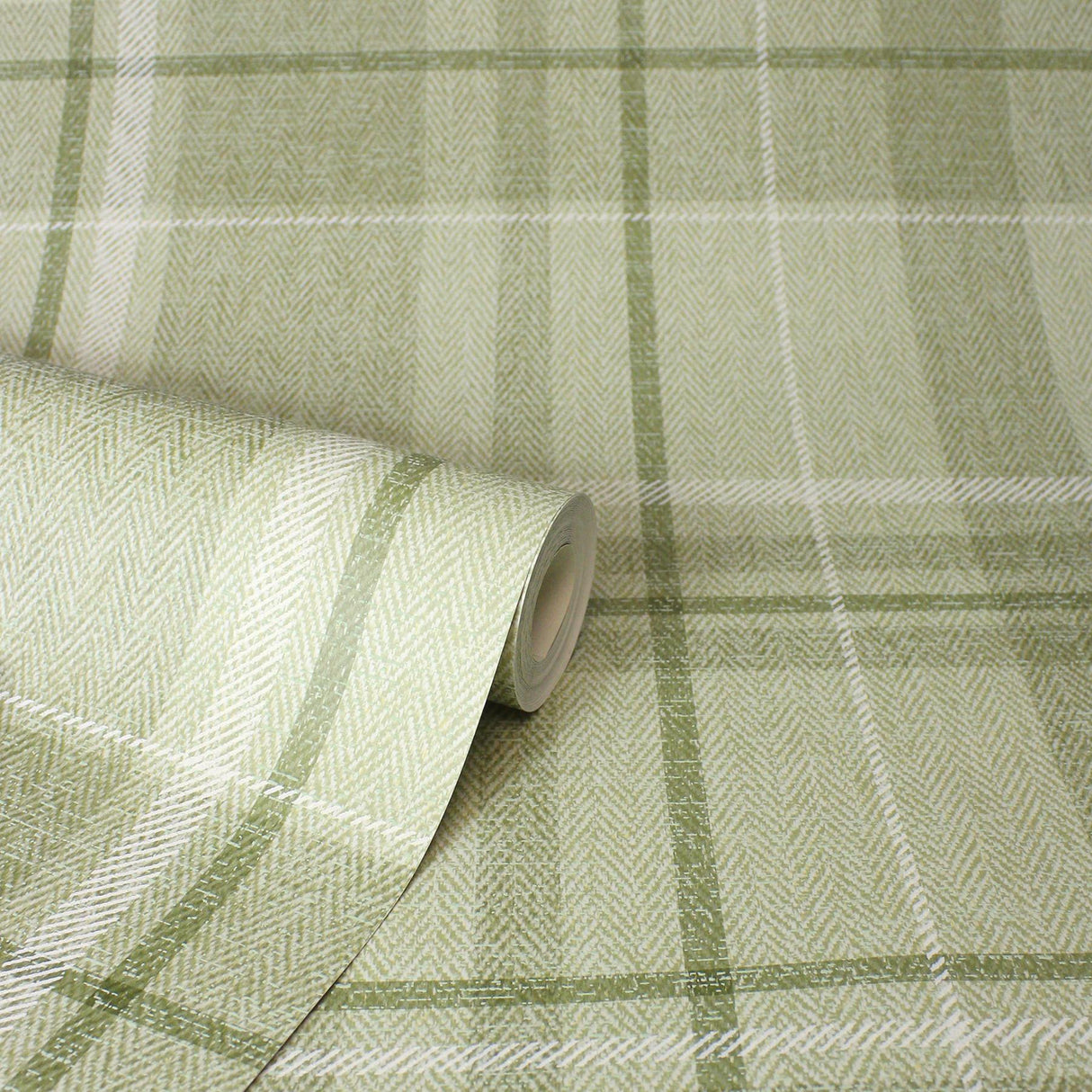 York Harris Green Plaid Chevron Wallpaper