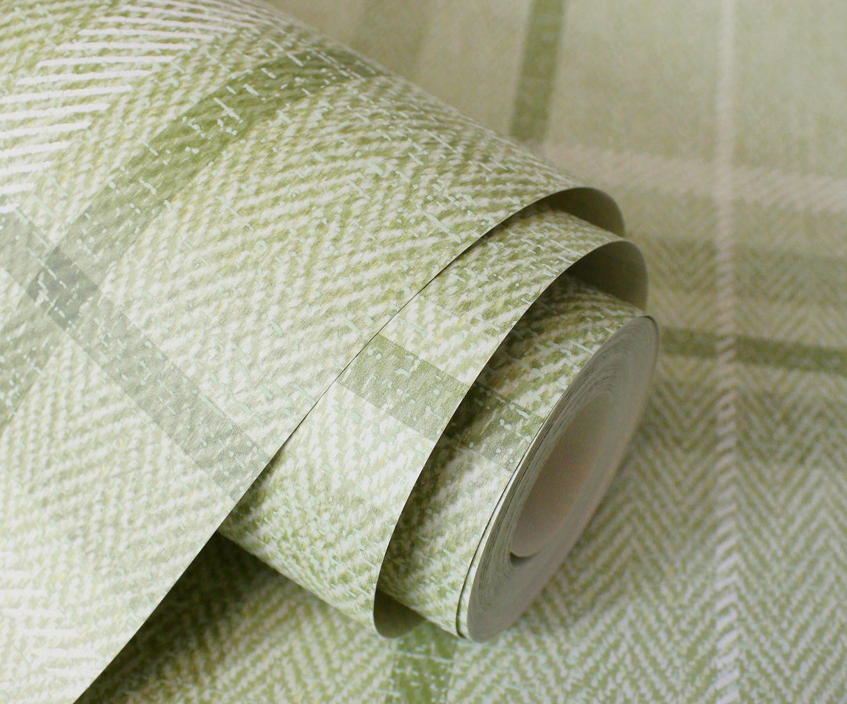 York Harris Green Plaid Chevron Wallpaper