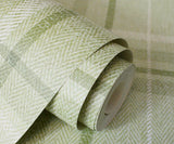 York Harris Green Plaid Chevron Wallpaper