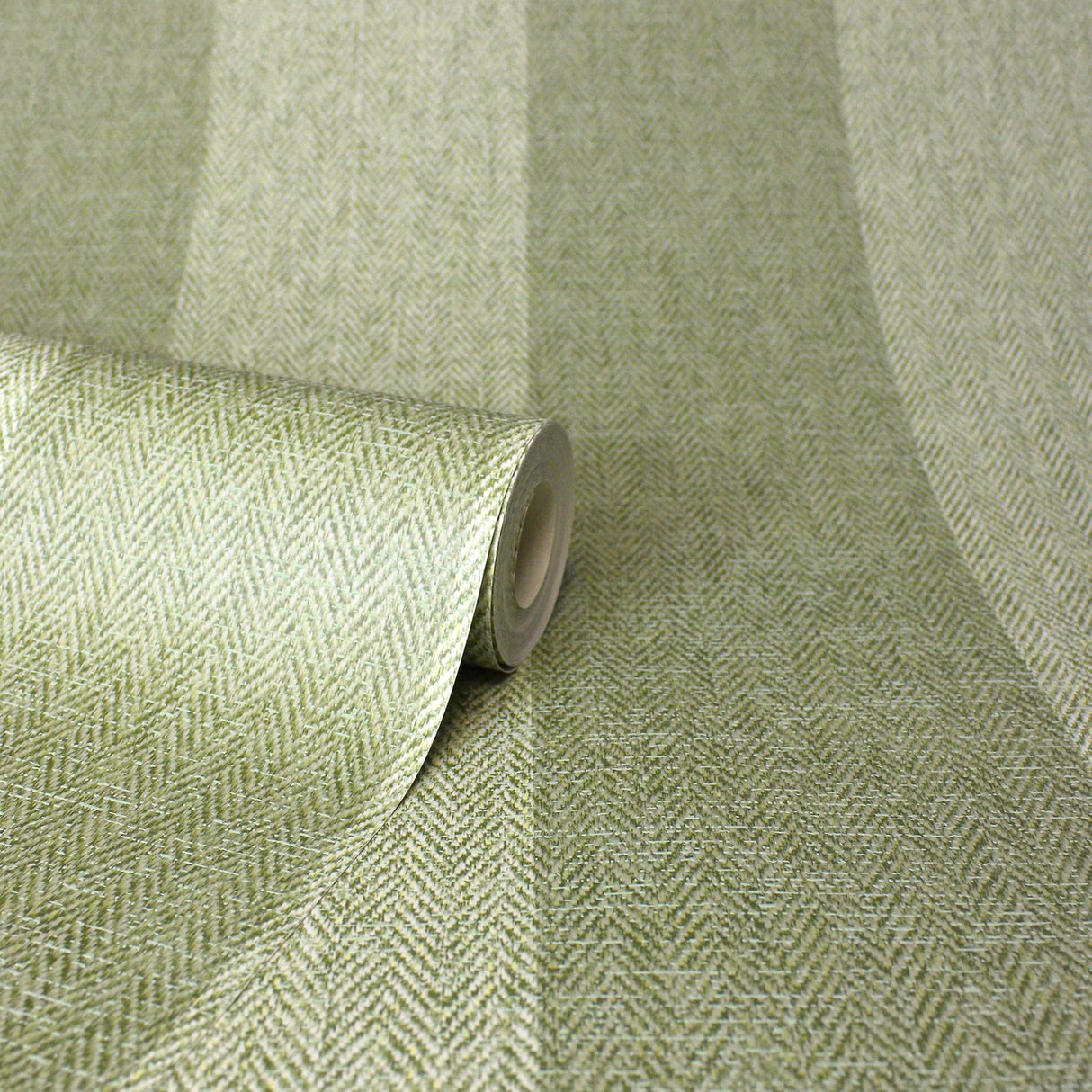 York Finn Green Chevron Stripe Wallpaper