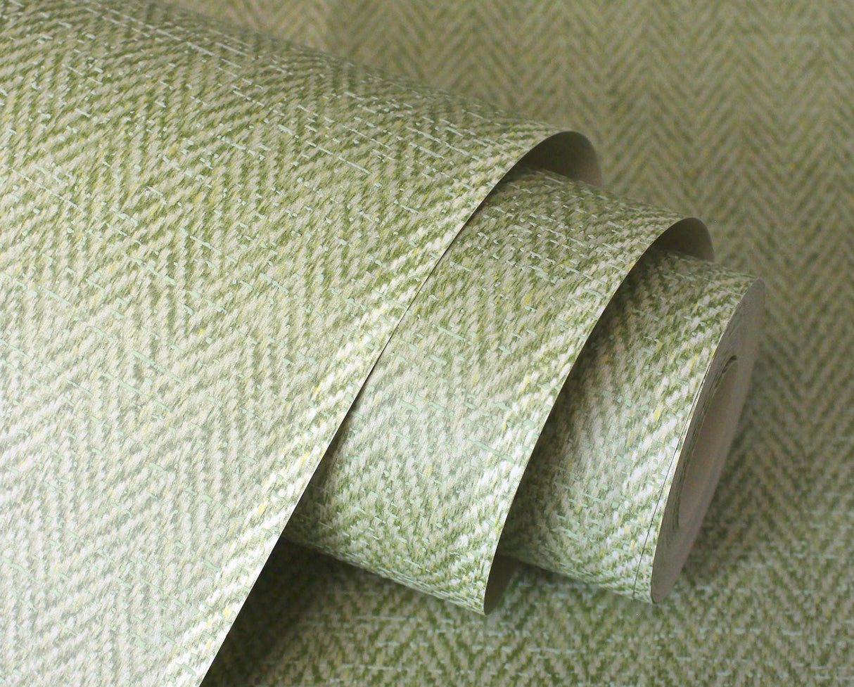 York Finn Green Chevron Stripe Wallpaper