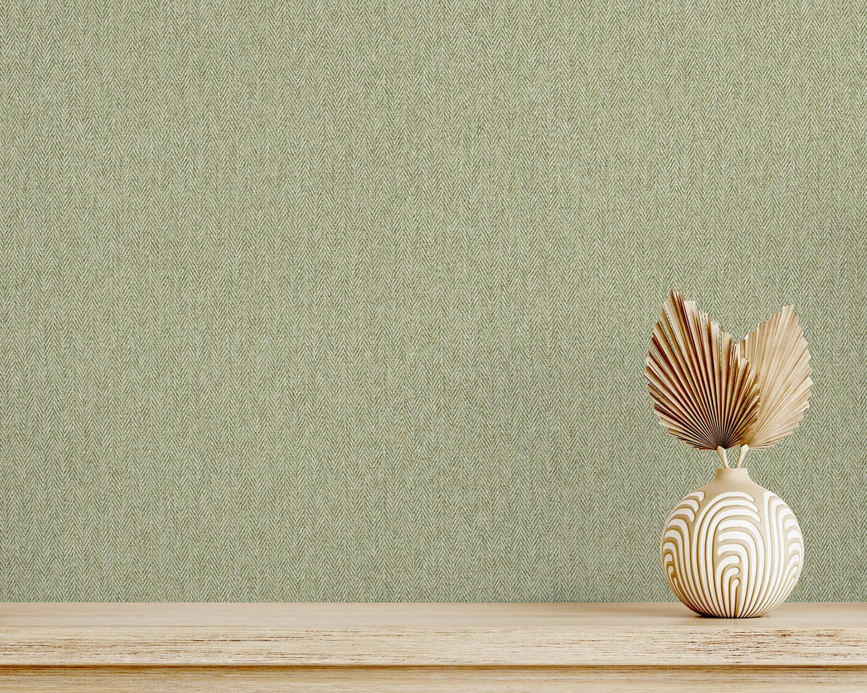 York Theo Light Green Chevron Wallpaper