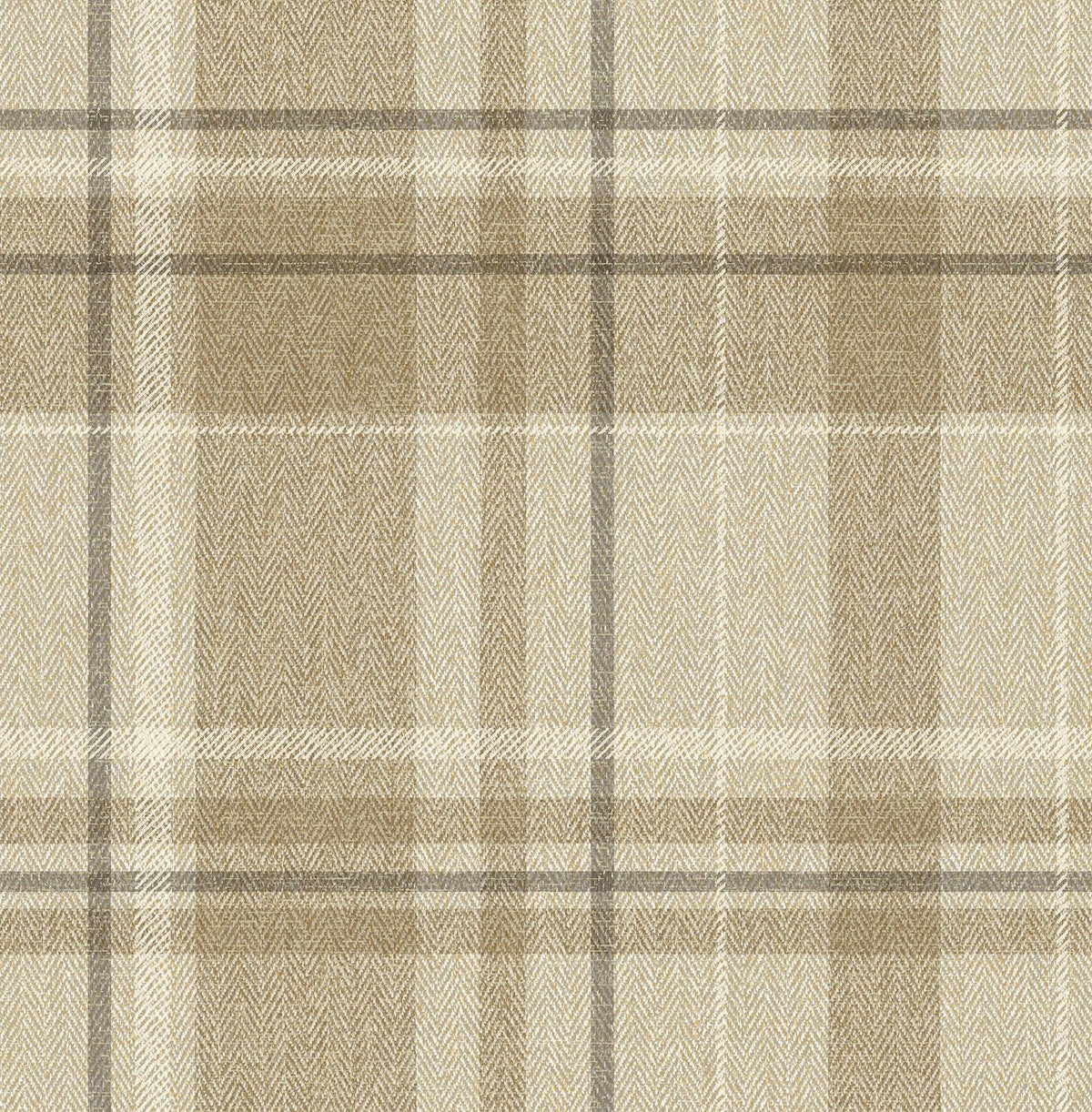 York Harris Light Brown Plaid Chevron Wallpaper