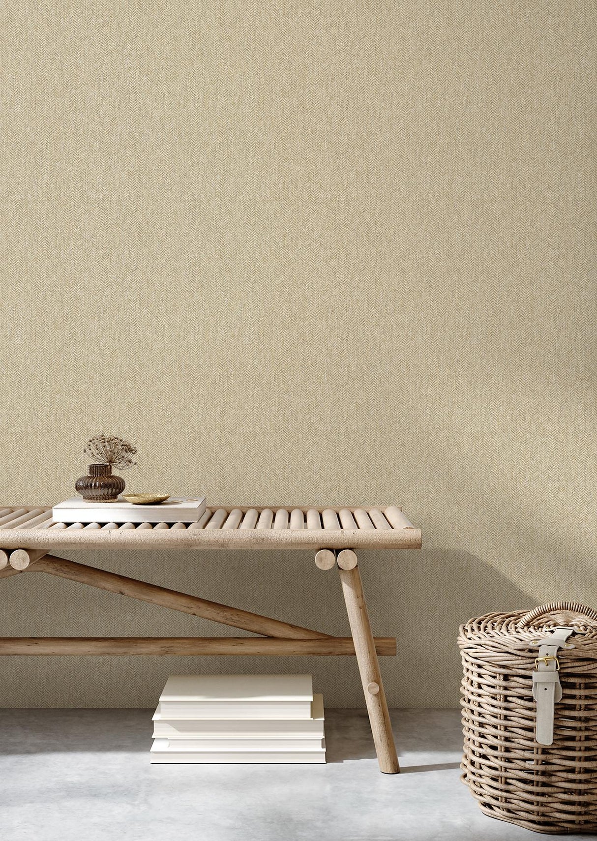 York Theo Light Brown Chevron Wallpaper