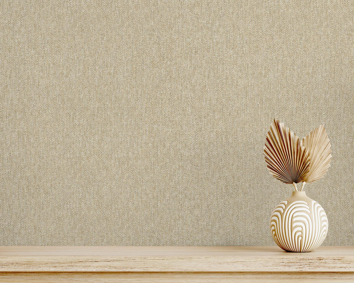 York Theo Light Brown Chevron Wallpaper