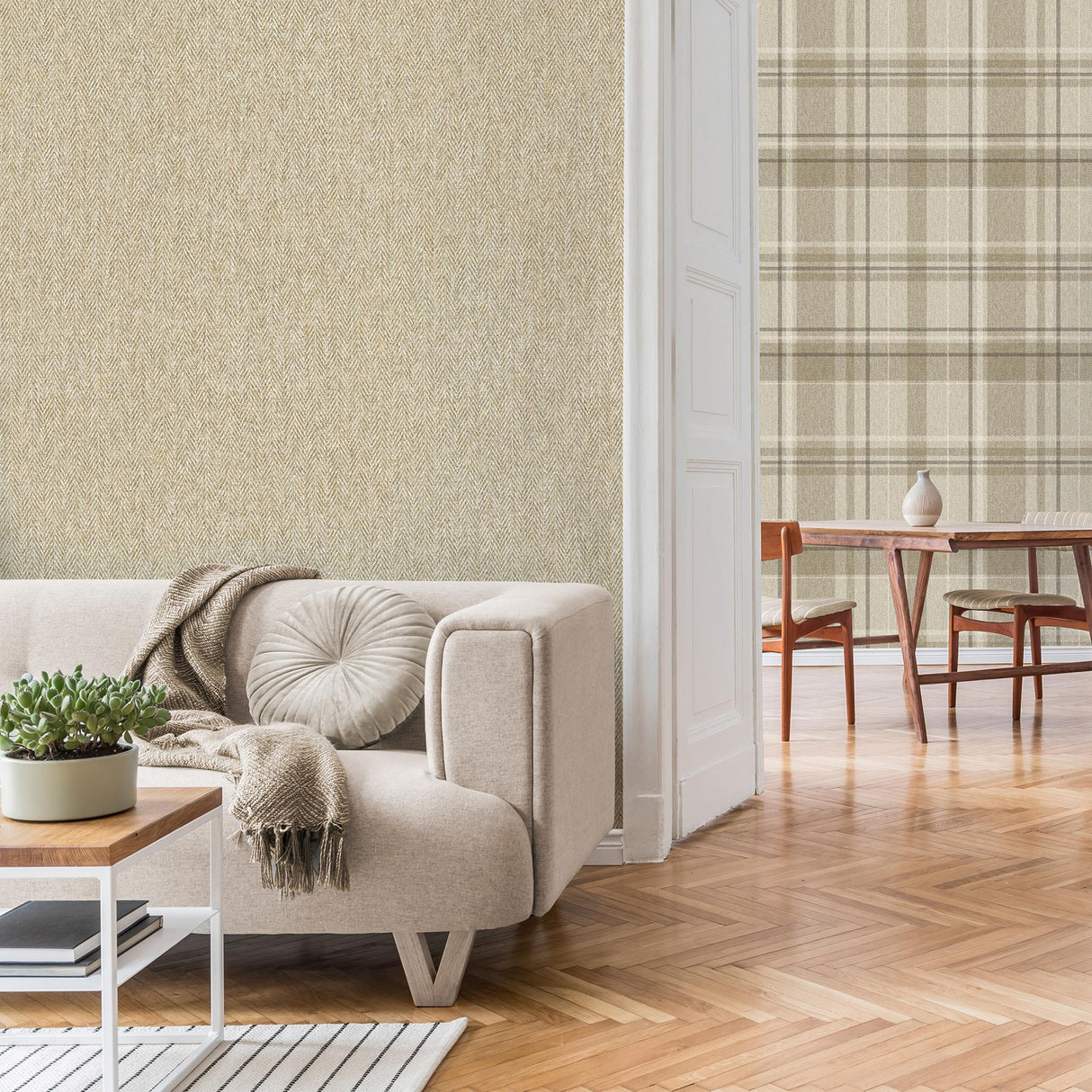 York Theo Light Brown Chevron Wallpaper