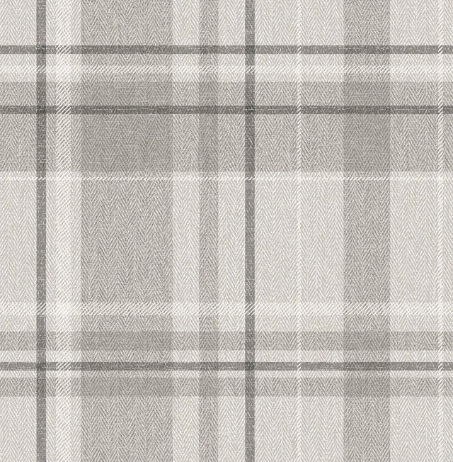 York Harris Grey Plaid Chevron Wallpaper