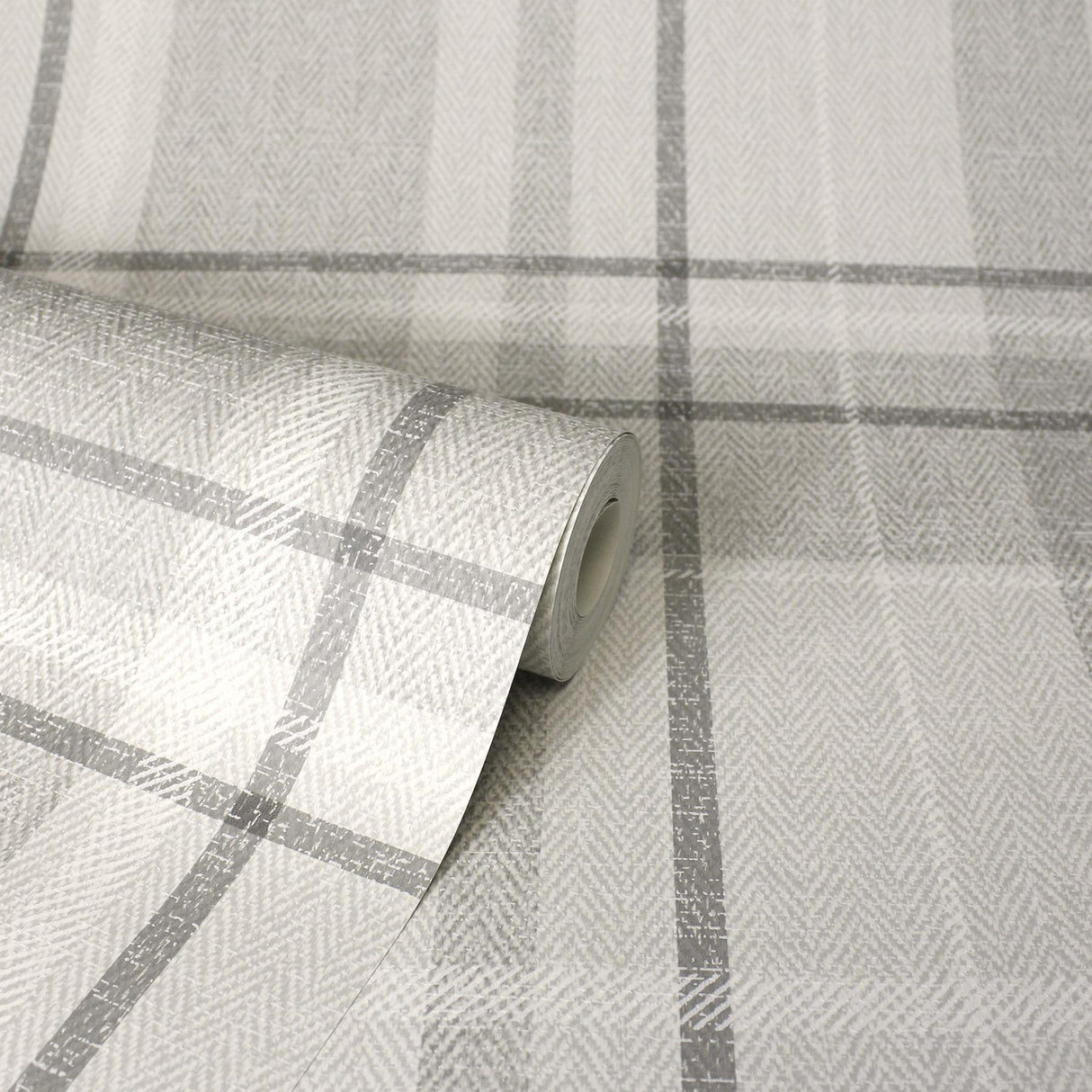 York Harris Grey Plaid Chevron Wallpaper