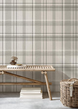 York Harris Grey Plaid Chevron Wallpaper