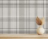 York Harris Grey Plaid Chevron Wallpaper