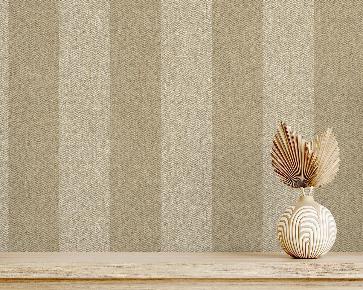 York Finn Light Brown Chevron Stripe Wallpaper
