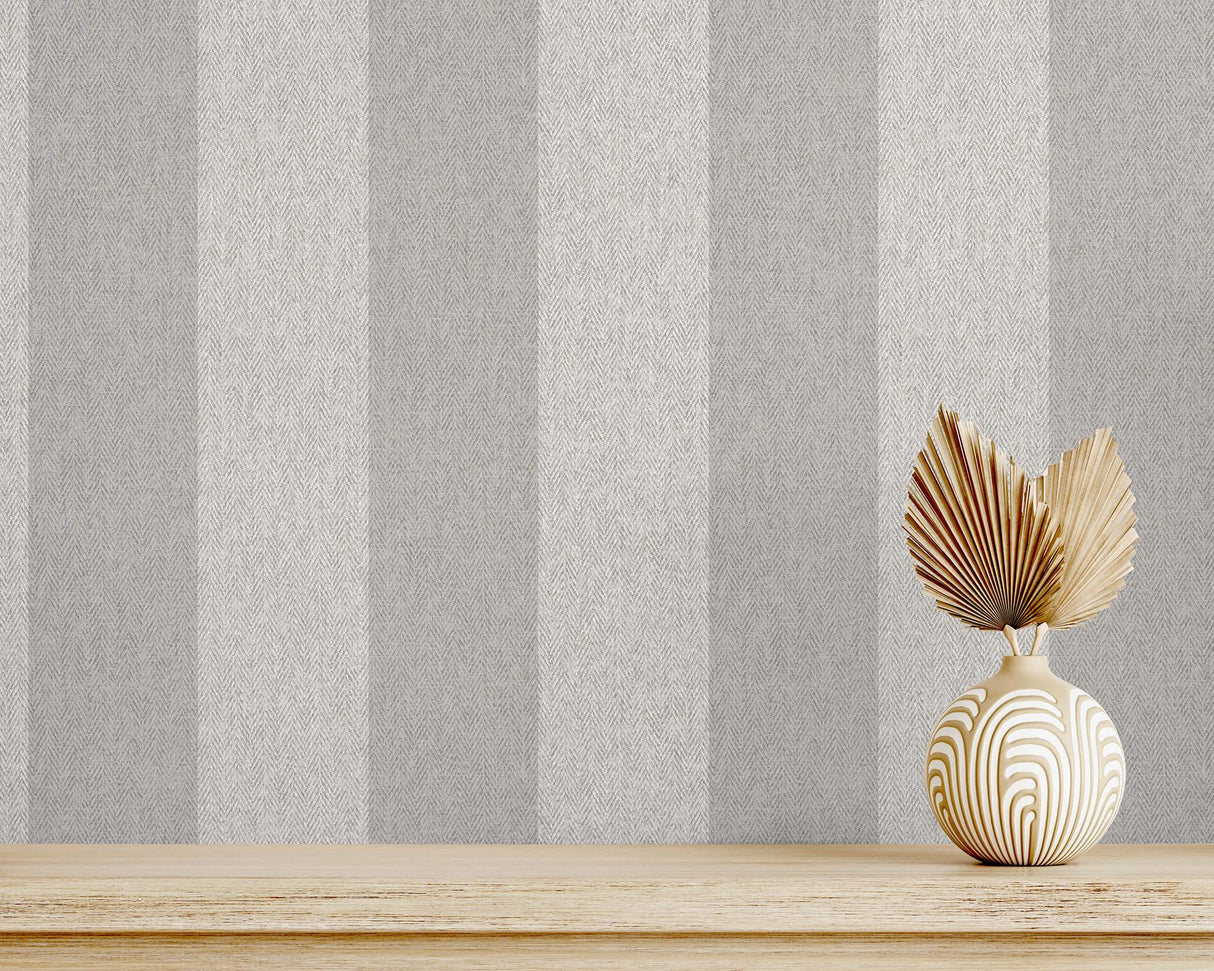 York Finn Grey Chevron Stripe Wallpaper