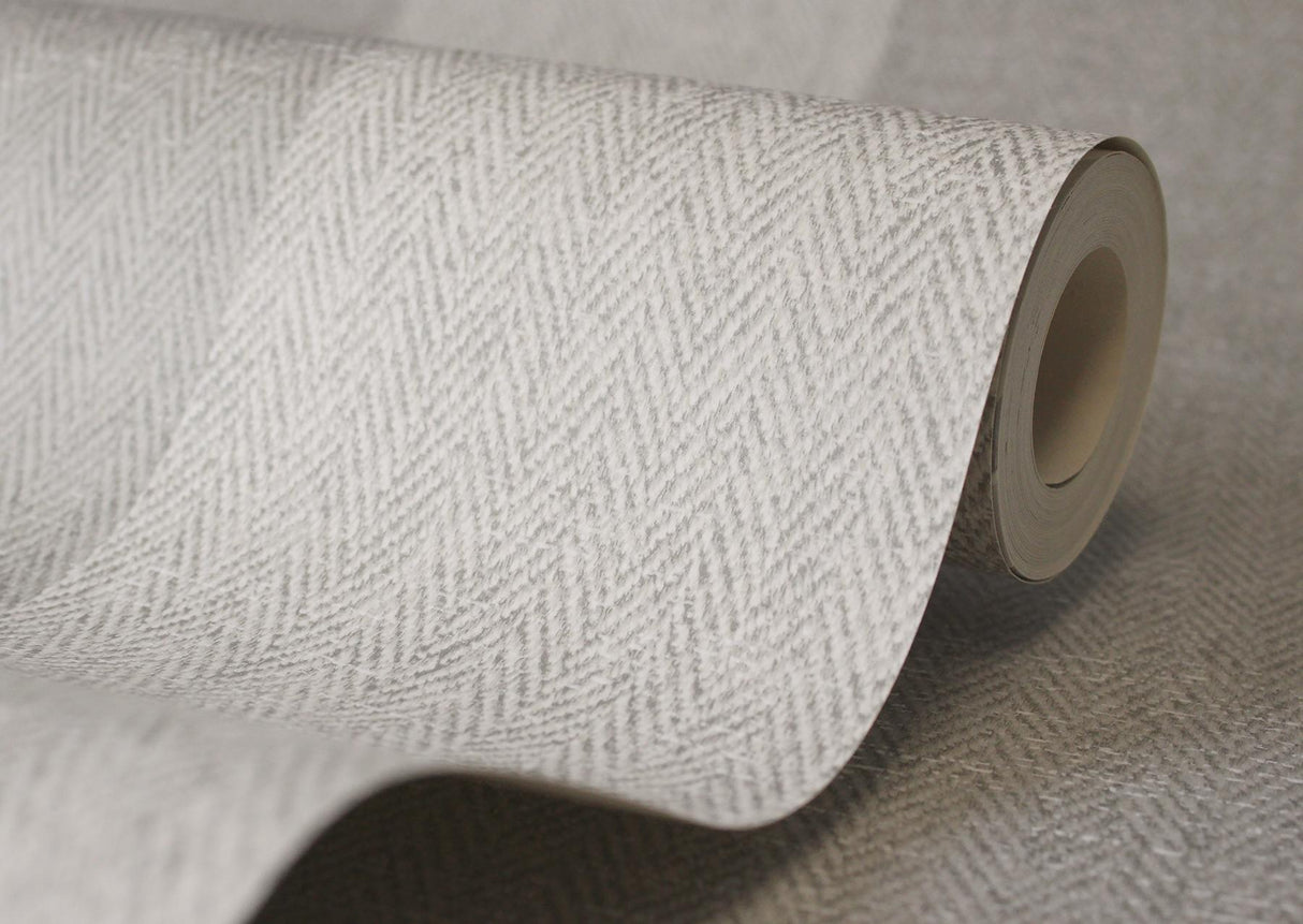 York Finn Grey Chevron Stripe Wallpaper