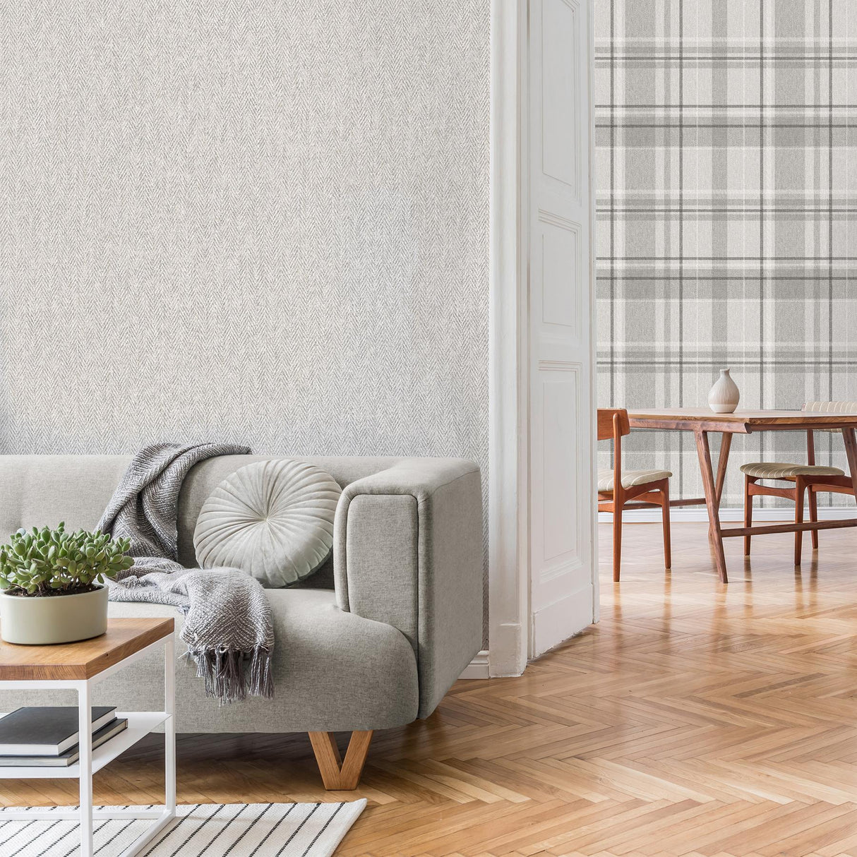 York Theo Light Grey Chevron Wallpaper