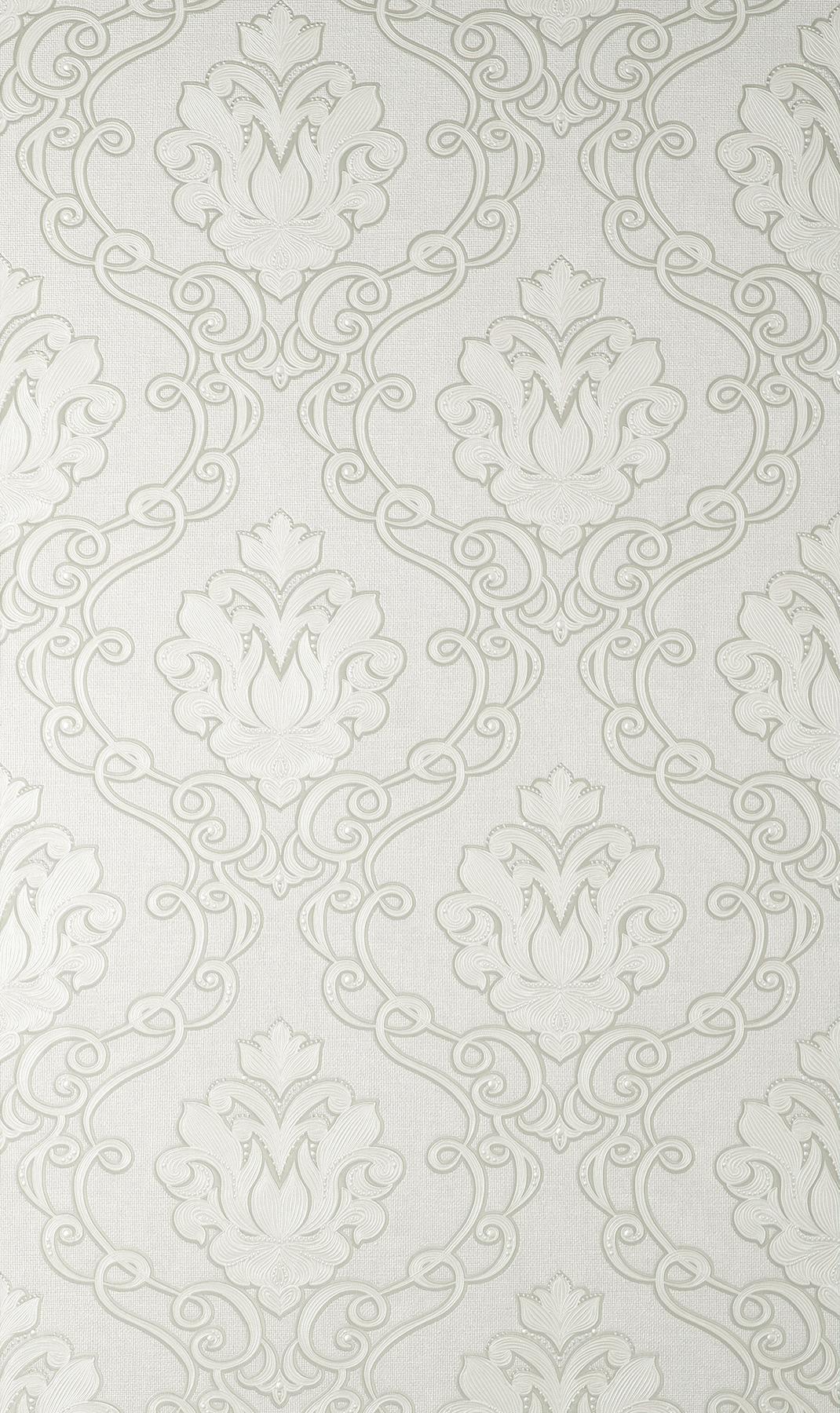 York Florentine White Damask Wallpaper