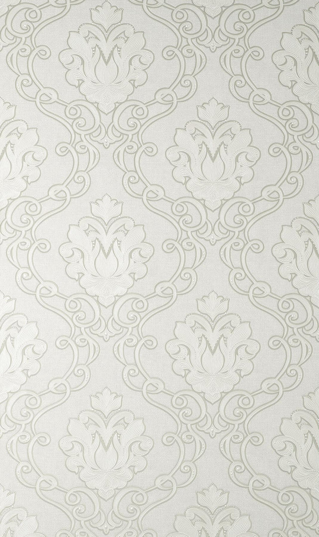 York Florentine White Damask Wallpaper