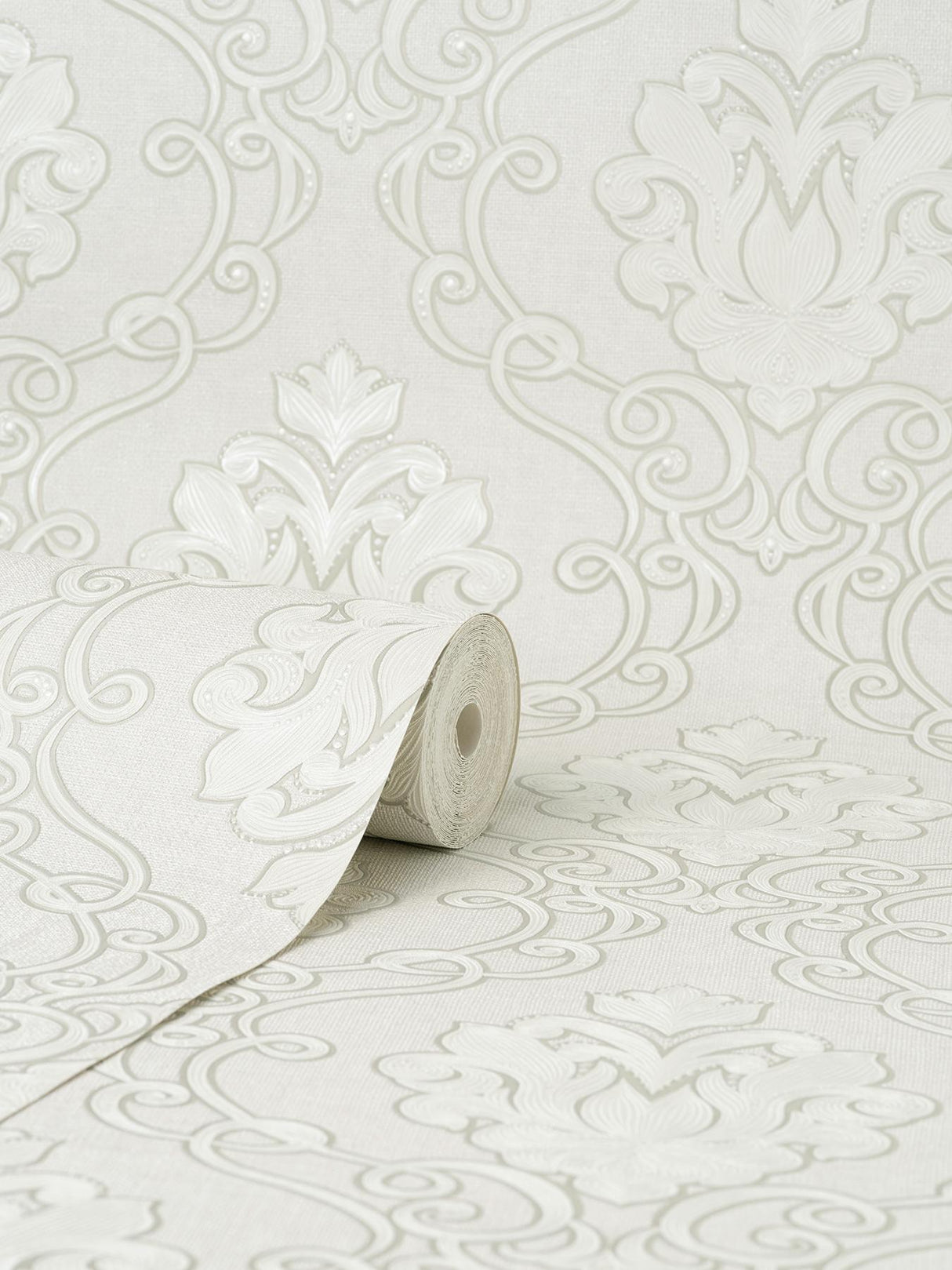 York Florentine White Damask Wallpaper