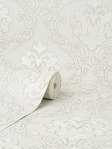 York Florentine White Damask Wallpaper
