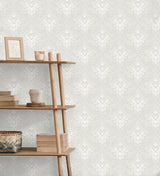 York Florentine White Damask Wallpaper