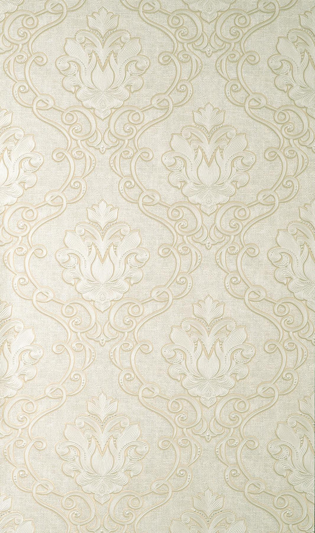 York Florentine Neutral Damask Wallpaper