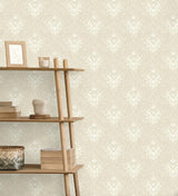 York Florentine Neutral Damask Wallpaper